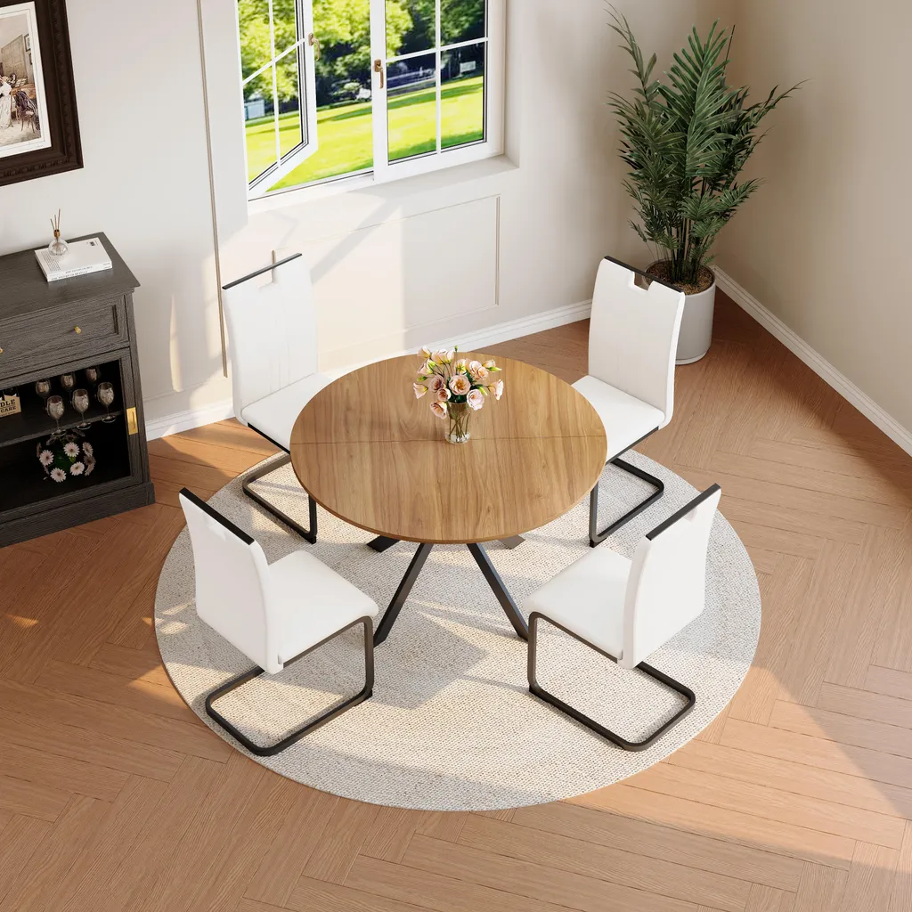 Ensemble table ronde et 2 chaises blanches : Gain de place et confort garanti - 4