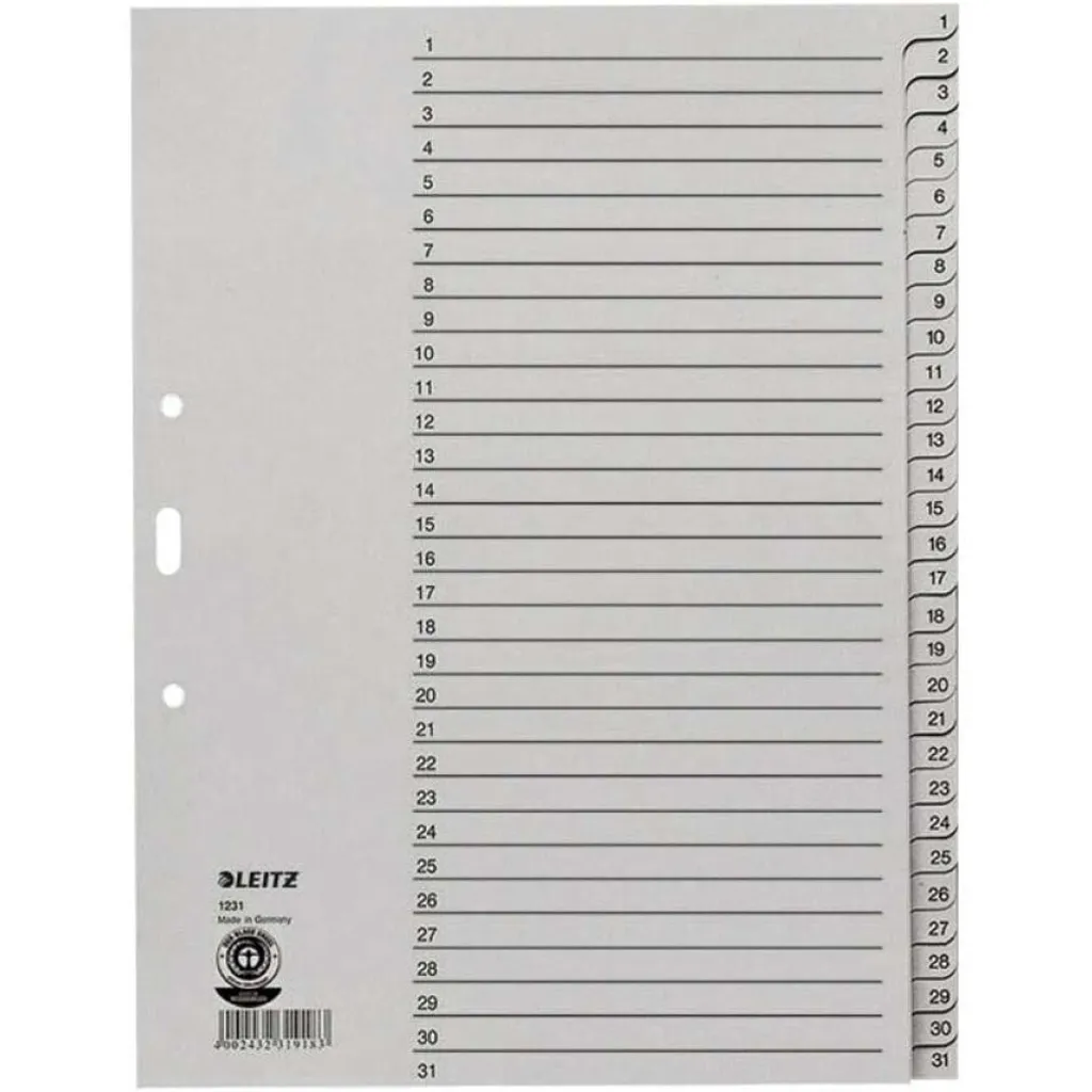 Répertoire en papier Leitz 1-31 pour dossiers A4 (10 pcs) - Rangement facile