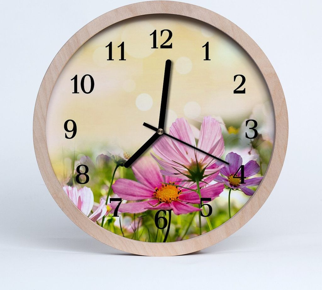 Holzuhr 20fi cm wanduhr - Cosmos Blumen Blumen