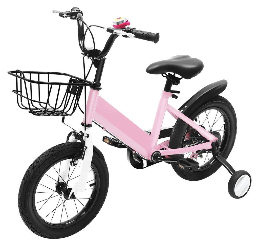Kinderfahrrad - 3–5 Jahre - 35 cm Räder - Stützräder - Korb - Verstellbare Sitzhöhe 50–60 cm - Rahmen aus Kohlenstoffstahl - 35 kg Traglast...
