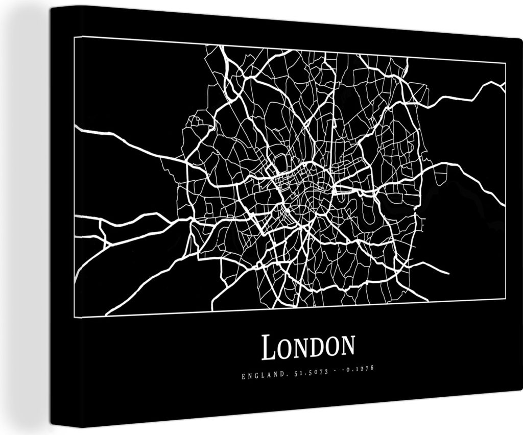 OneMillionCanvasses - Leinwandbilder - 150x100 cm, Karte - Stadtplan - London, Wandbilder Kunstdruck Wanddekoration - Foto auf Leinwand - Gemäld...
