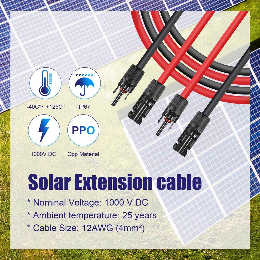 10 Meter MC4 Solarkabel Verlängerungskabel rot schwarz 4mm² Produktbild 4