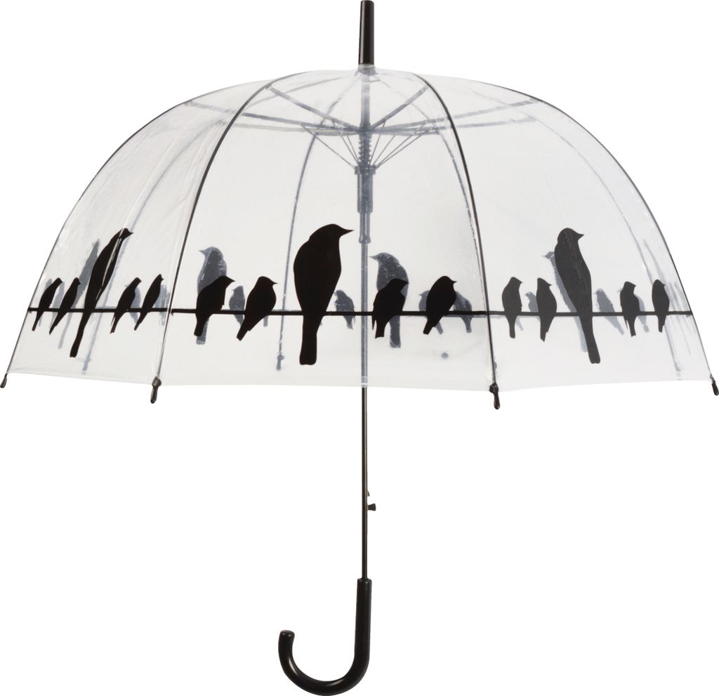 Esschert Design Regenschirm Vögel auf Stromleitung Transparent TP166
