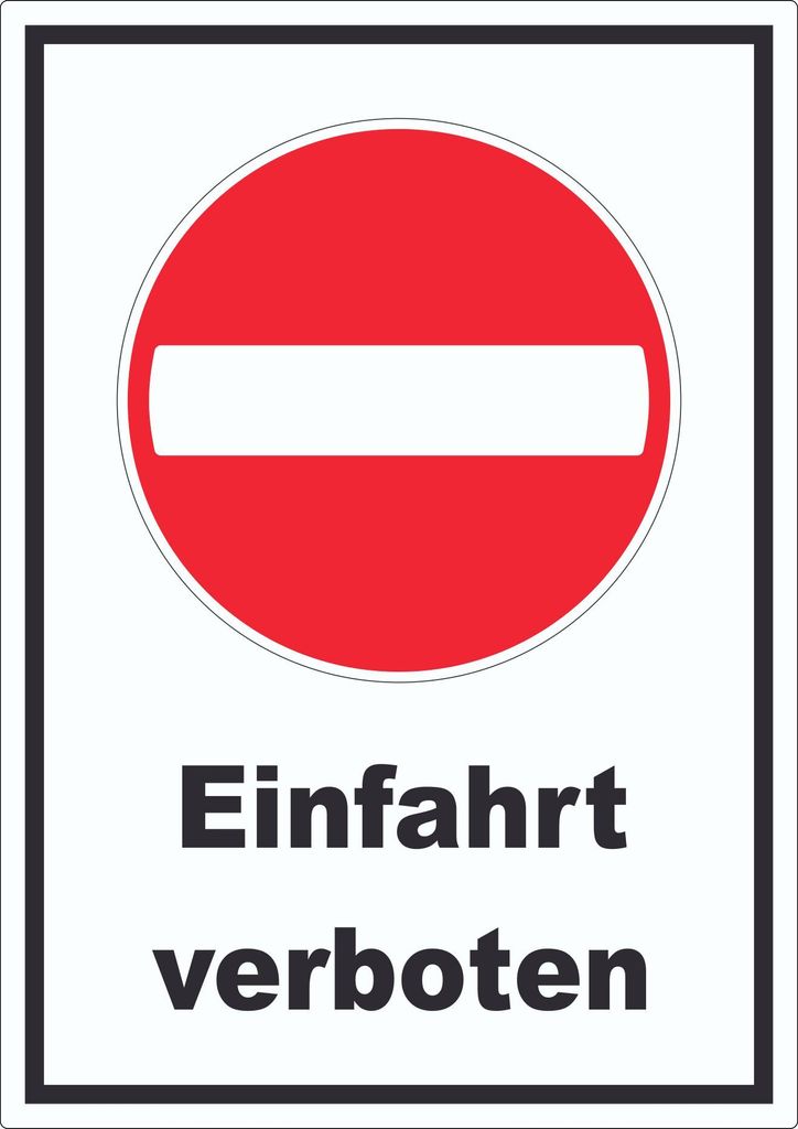 Einfahrt verboten Aufkleber Einbahnstrasse A9 (37x52mm)