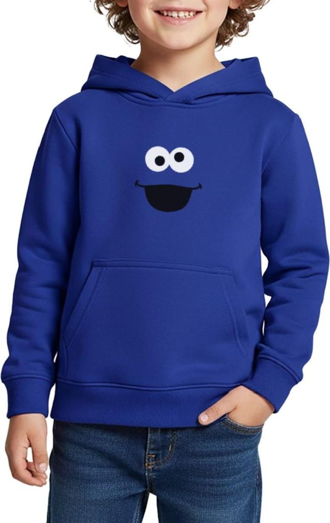Spreadshirt Sesamstraße Krümelmonster Karneval Kinder Premium Hoodie, 146/152 (10 Jahre), Royalblau