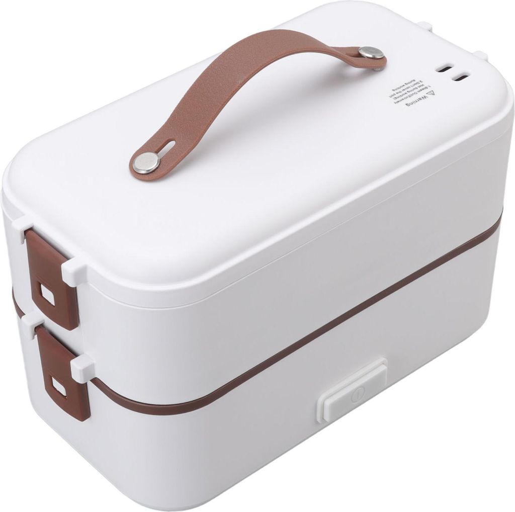 Elektrische Lunch Box Tragbarer Griff 0.8L Fassungsvermögen Doppelschicht 20 Minuten Schnellaufheizung Steckbarer Speisenwärmer EU Stecker 220V