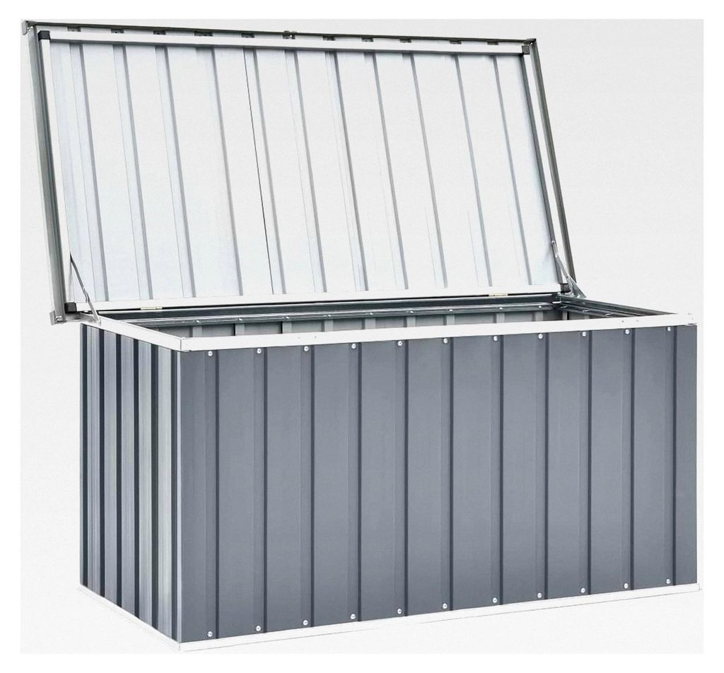 Gartenbox für den Außenbereich, grau, 129 x 67 x 65 cm, große Aufbewahrungslösung aus Kunstharz für Terrasse und Zubehör