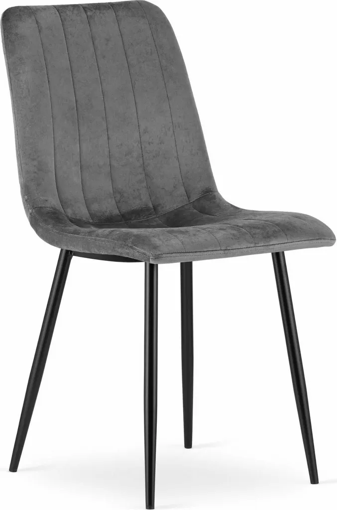 Chaise en Velours Gris Foncé Confortable - Modèle Lava Leobert 90 cm