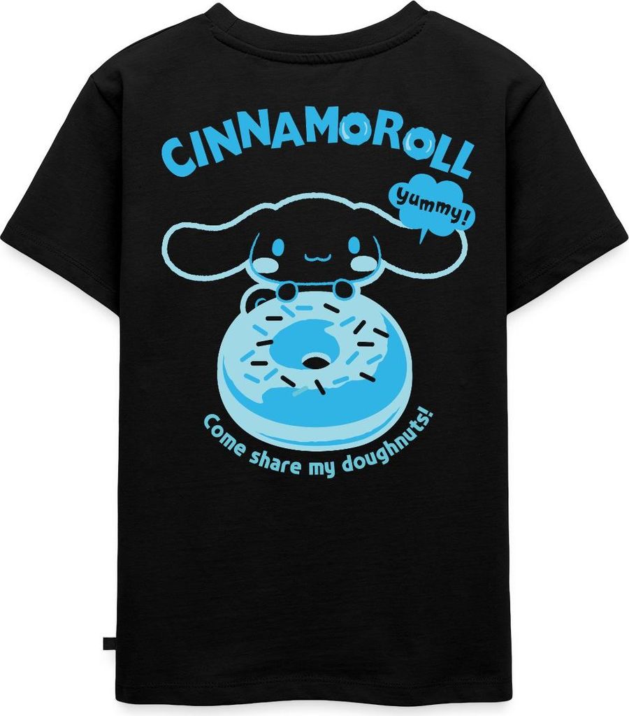 Spreadshirt Cinnamoroll Mit Donut Yummy Doughnuts Kinder Premium T-Shirt, 122/128 (6 Jahre), Schwarz