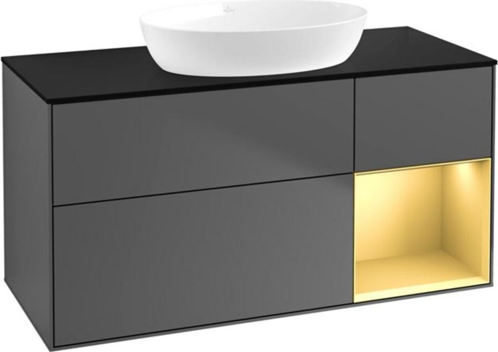 V&B Waschtischunterschrank Wandbeleuchtung Finion 120cm, Pl b m, Reg gol m Lac, Anthrac. m