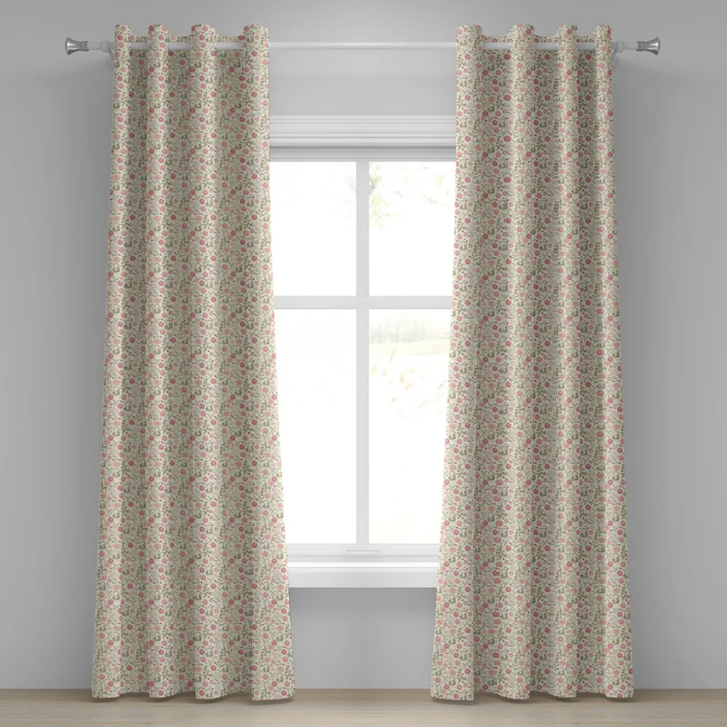 Rideau d'été pour chambre et salon motif floral vintage 280 x 175 cm
