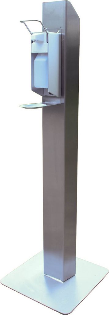 Medi-Inn Hygienetower Desinfektionssäule Edelstahl mit Desinfektionsspender und Tropfschale