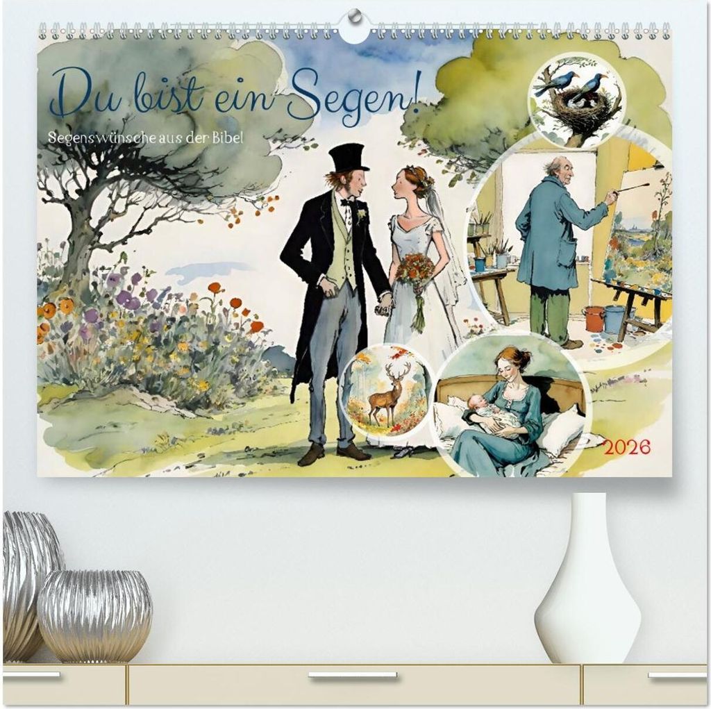 Du bist ein Segen! Segenswünsche aus der Bibel (hochwertiger Premium Wandkalender 2026 DIN A2 quer), Kunstdruck in Hochglanz
