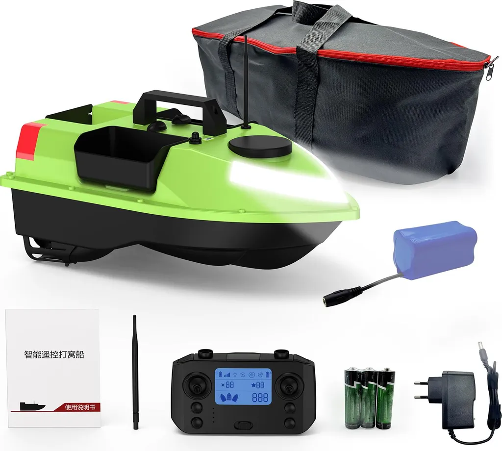 Flytec – bateau à appâts de pêche avec télécommande de 500m, détecteur de poisson à double moteur, chargement de 1.5KG avec lumière LED pour la pêche, nouveauté  18