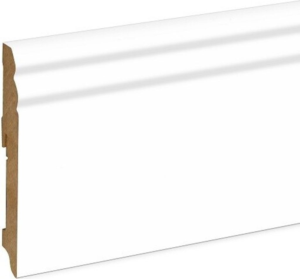 Sockelleiste "Trino" 18 x 115 mm mit Hamburger (Berliner) Profil weiß foliert