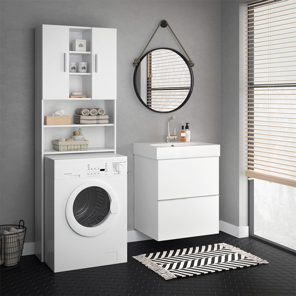 Vicco Waschmaschinenschrank Luis, 190 x 64 cm, Weiß Produktbild 4