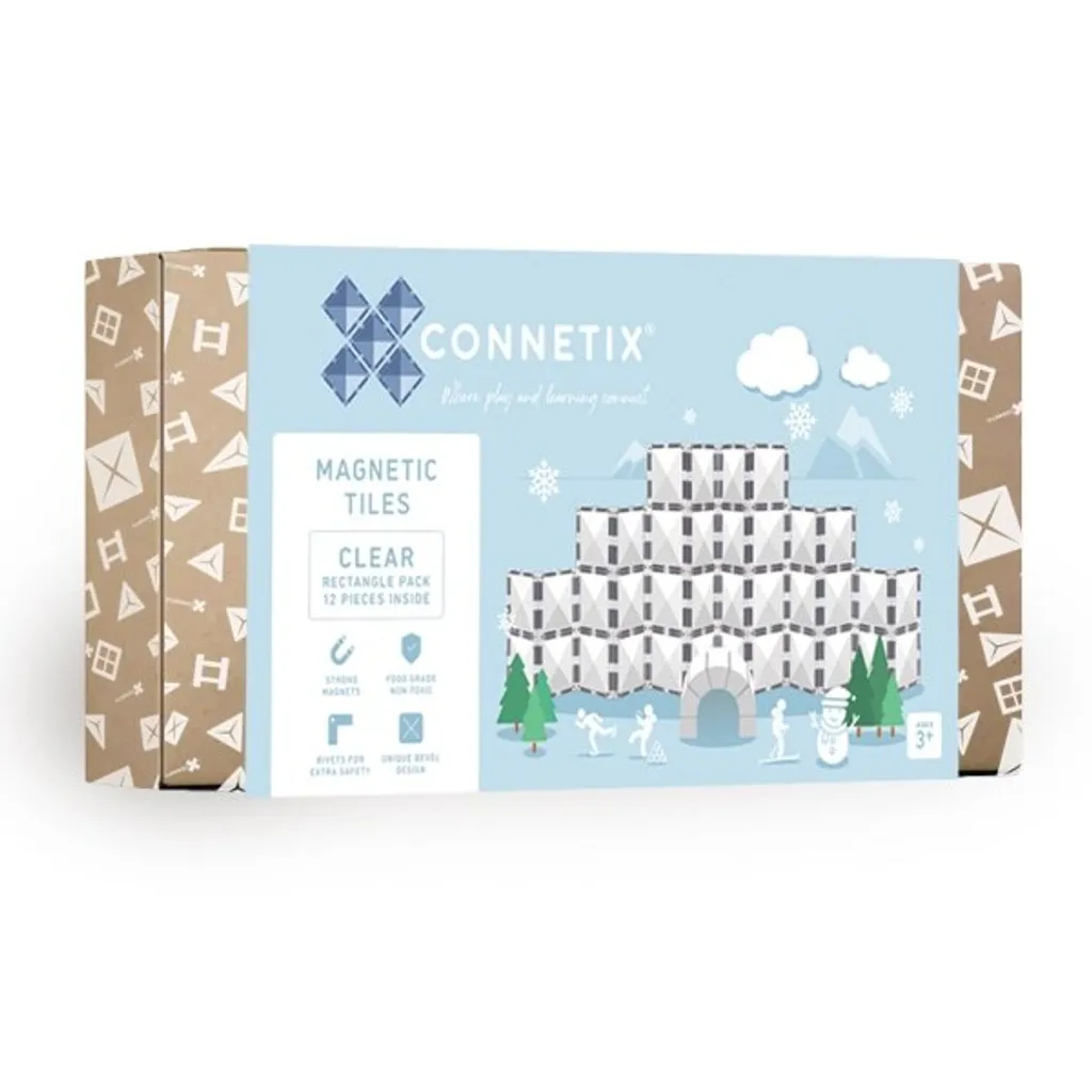 Jeu magnétique robuste Connetix Clear - 12 rectangles haute transparence