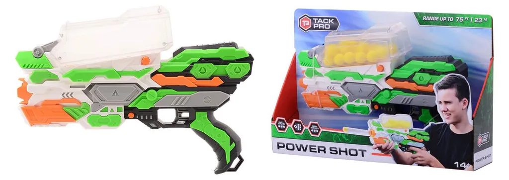 Pistolet Jouet Power Shot I 36cm pour Combat Rival avec 30 Projectiles