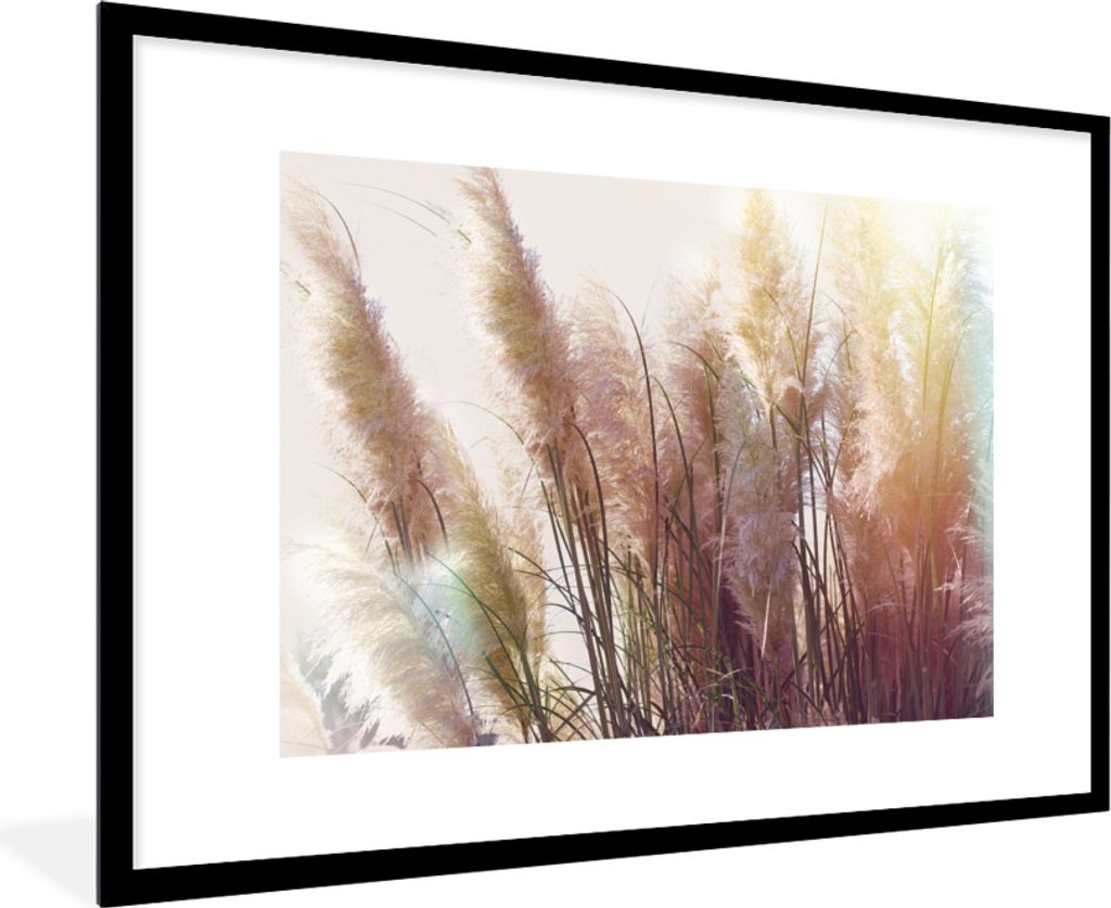 MuchoWow Gerahmtes Poster Stillleben - Farben - Schilf 90x60 cm - Poster mit Schwarzem Bilderrahmen Wandposter Rahmen Foto Bilder - Wanddekoratio...
