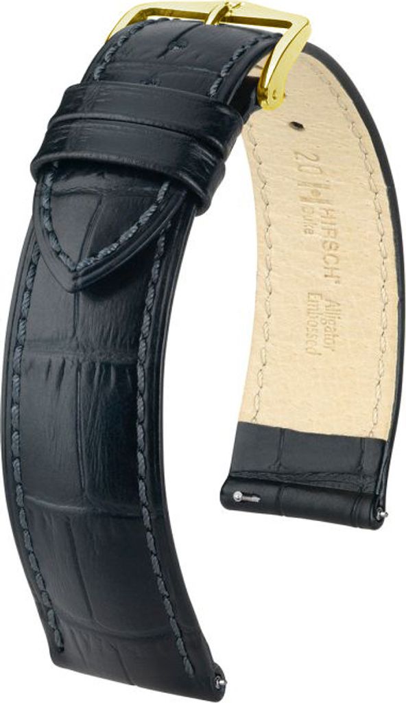 Hirsch Uhrenarmband Duke M schwarz 14 mm