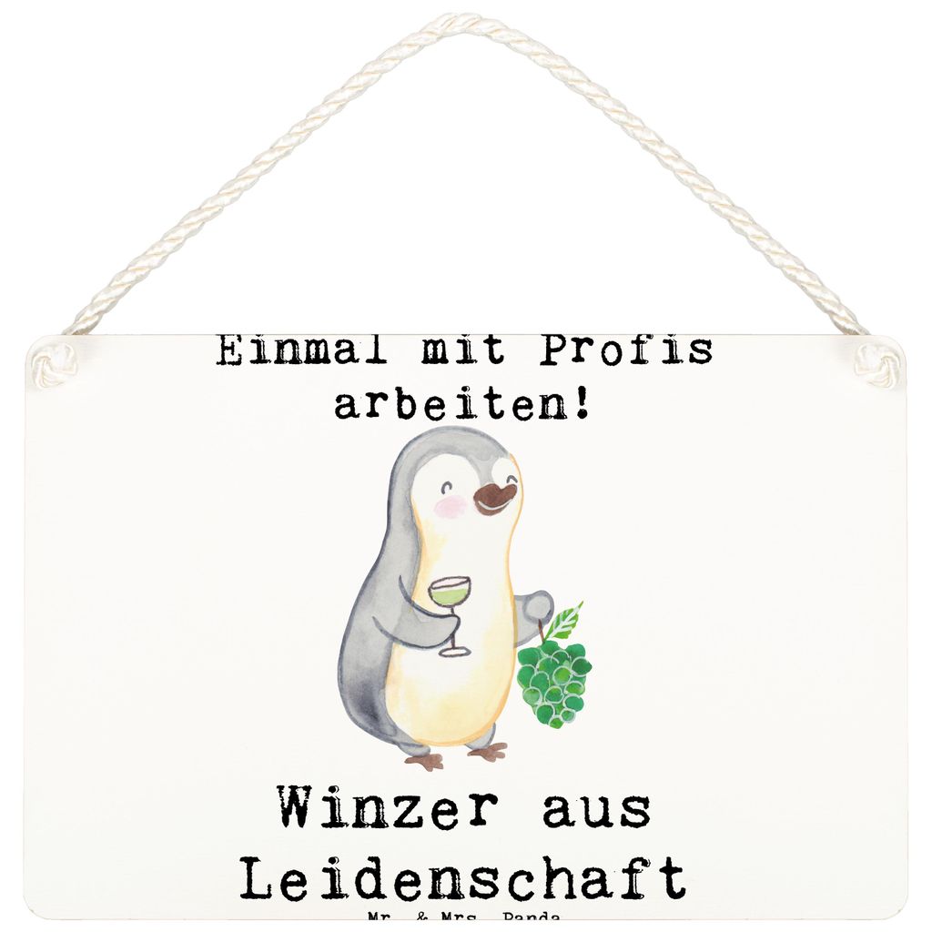 Mr. & Mrs. Panda Schild Winzer Leidenschaft DIN A6 - Weiß - Geschenk, Türschild, wandhänger, Holzschild, Wandbild Holz, holzbild