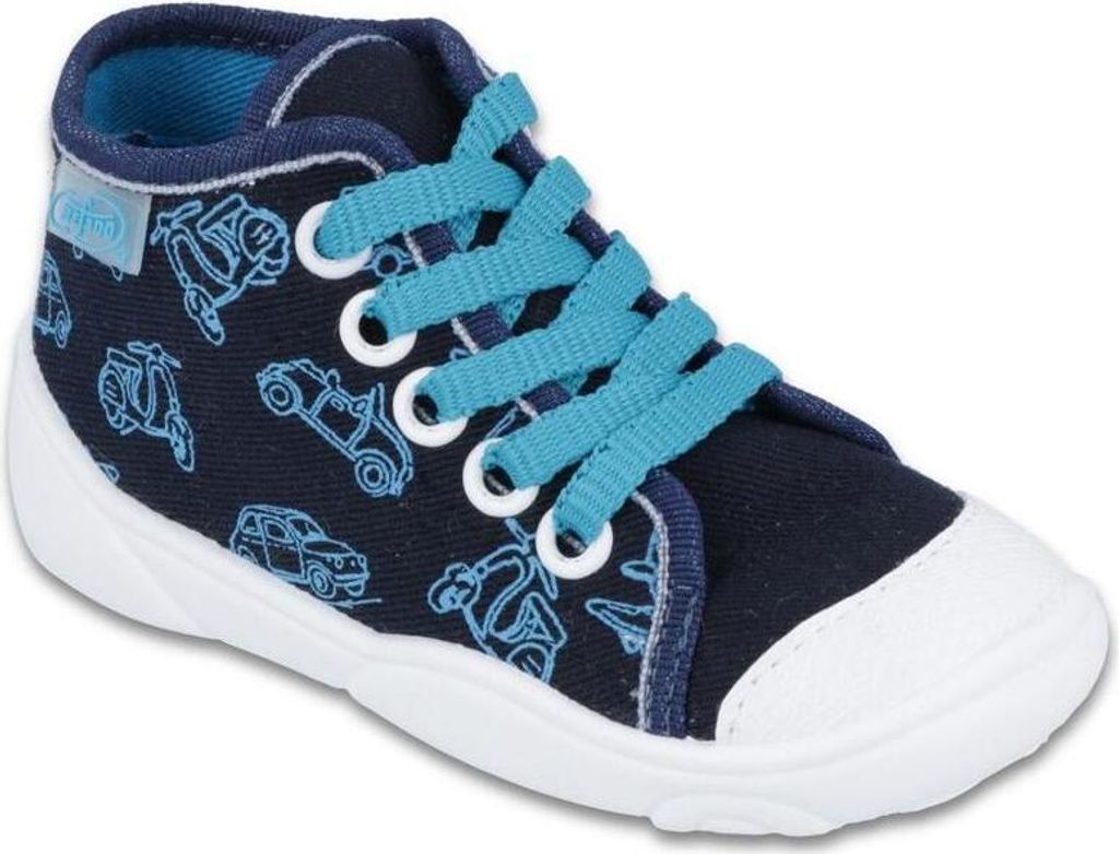BEFADO Jungen Kinder Sneakers Schnürsenkel Auto Blau 26