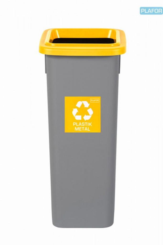 Plafor Abfalleimer Mülltrennungssystem Abfallbehälter 20L grau, gelb - 26,5 x 23,5 x 52 cm – Kunststoff Mülleimer für Küche, Büro, Badeszim...
