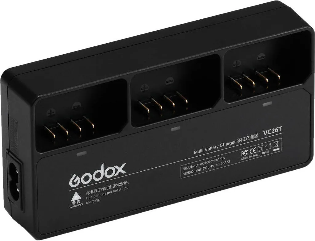 Chargeur de Batterie Triple Godox VC26T pour Système de Flash Cobras
