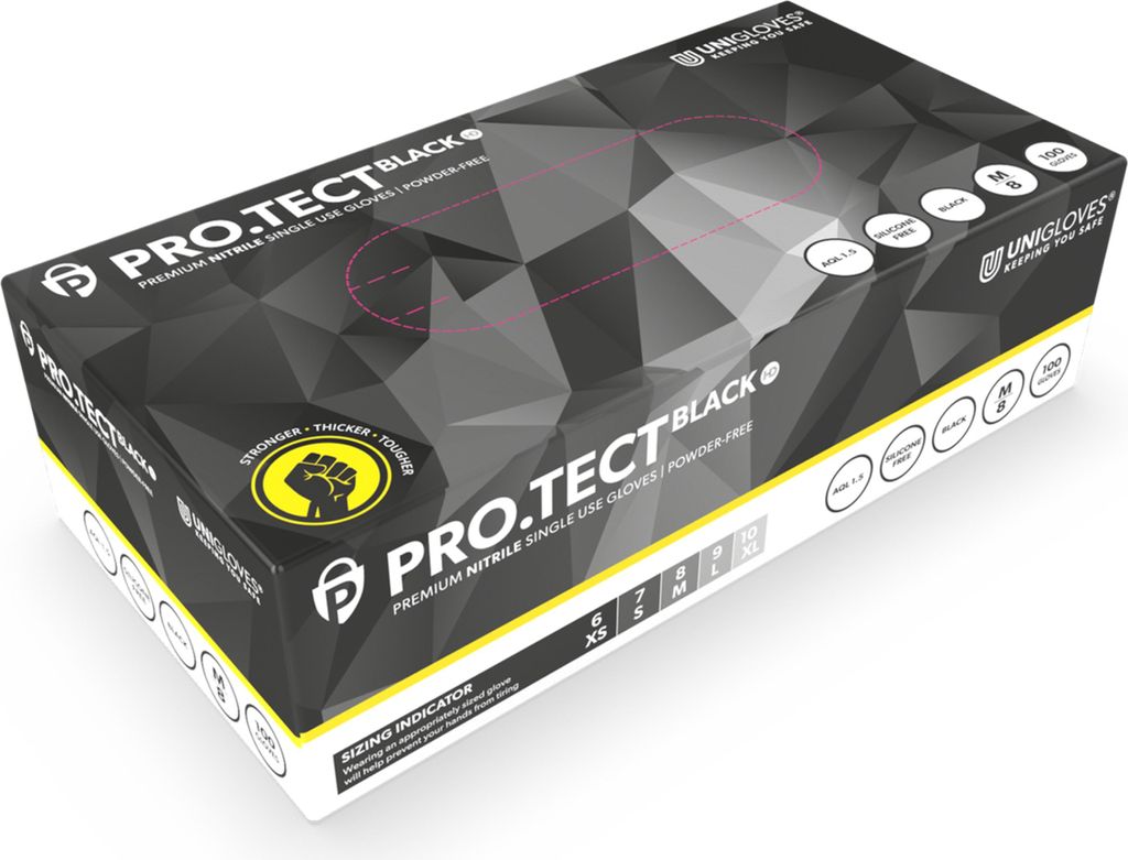 Unigloves PRO.TECT BLACK HD+ - Gr. XL - 1000 robuste Einmalhandschuhe