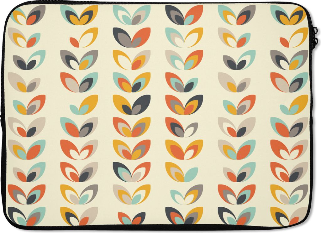MuchoWow Laptop Hülle 13 Zoll Blätter - 50er Jahre - Muster Laptoptasche - Laptophülle - Sleeve - Rundumschutz