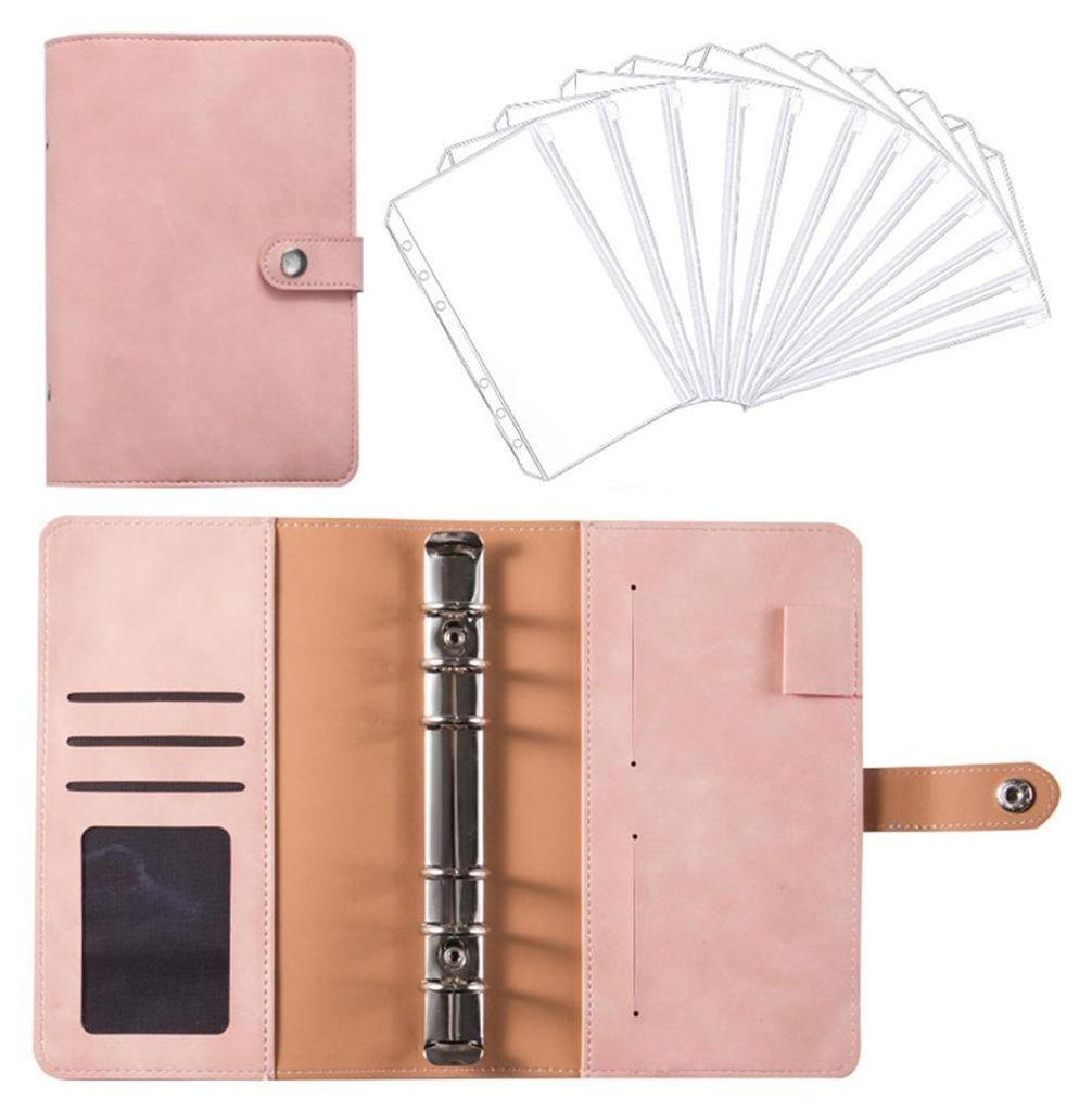 Notizbuch-Ringbuch-Budgetplaner-Ringbuchdeckel mit 12 Ringbuchtaschen, persönlichem Bargeldbudget-Umschlagsystem, 6-Loch-Ringbuchmappe