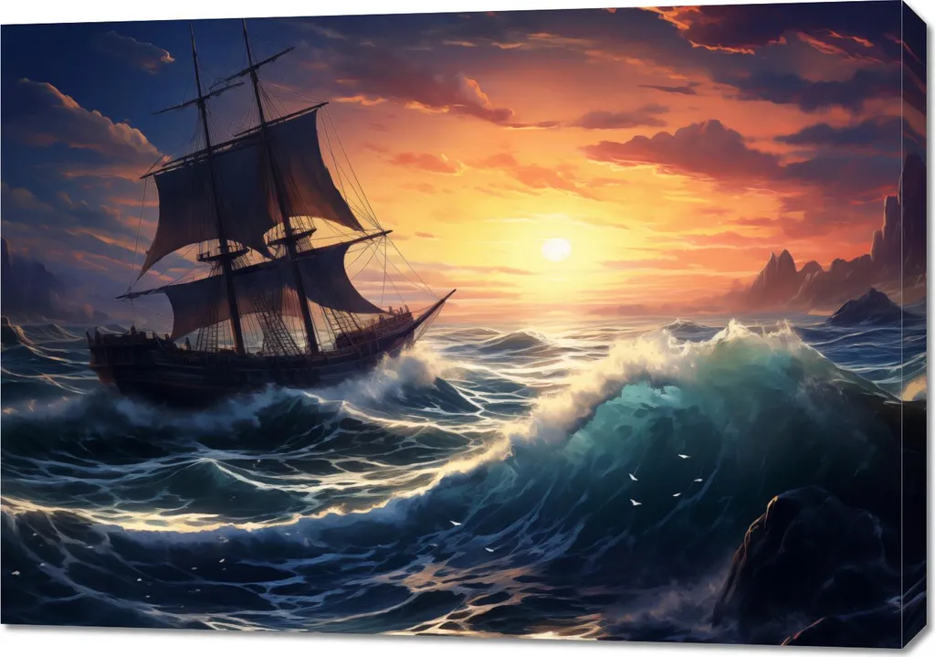 Décoration Marine Haute Définition 100x70 cm - Toile Vagues Océan