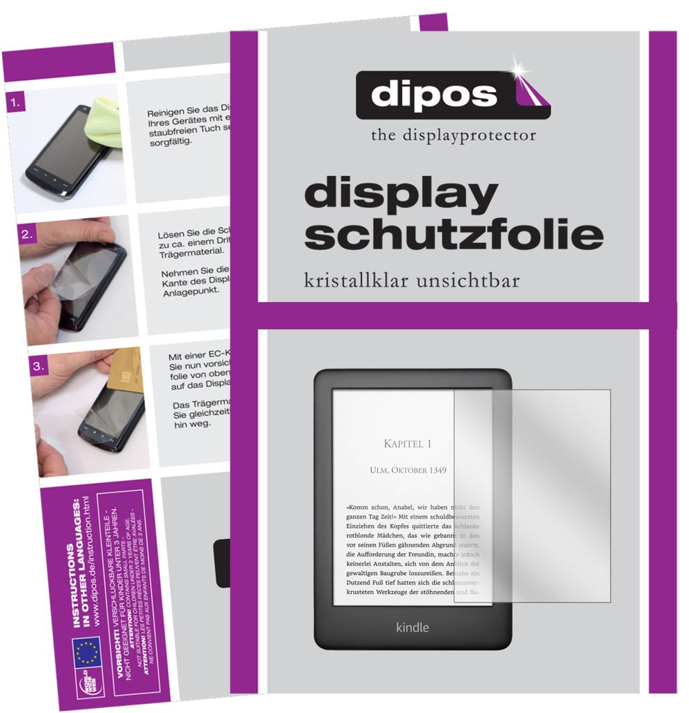 2x Schutzfolie für Amazon Kindle E-Reader der 10. Generation (2019) klar