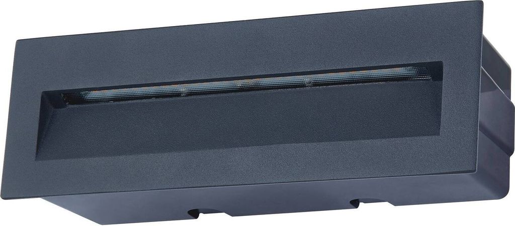 Lucande LED-Wandeinbauleuchte Loya, 23 x 8 cm, grau, IP54 Produktbild 