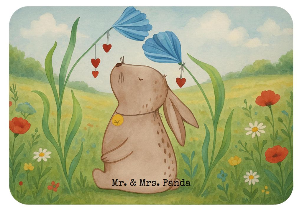 Mr. & Mrs. Panda Kühlschrankmagnet Hase Blume Design - Weiß - Geschenk, Ostern, Pinnwandmagnet, whiteboardmagnet, Taufe, Schwangerschaft, haftmag...