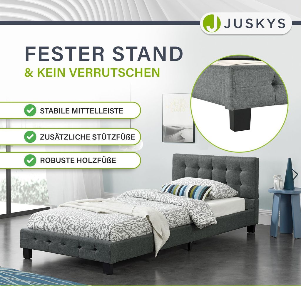Juskys Polsterbett Manresa 90 x 200 cm - Bett mit Produktbild 7