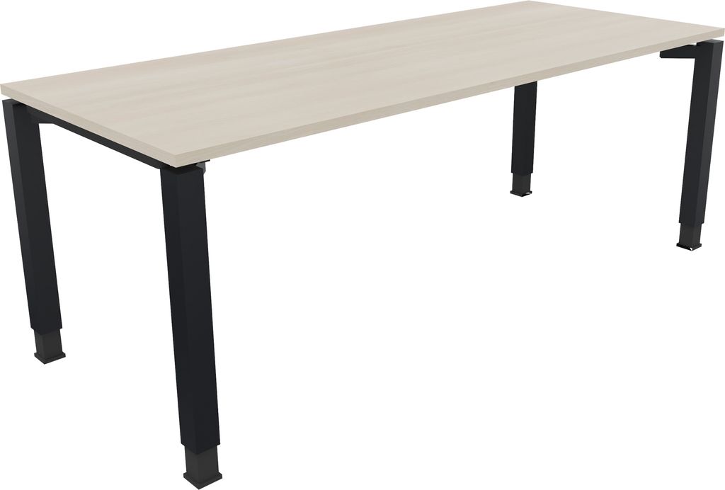 Schreibtisch Vierfuß Quadratrohr B2000xT800xH680-820 an/Akazie hell