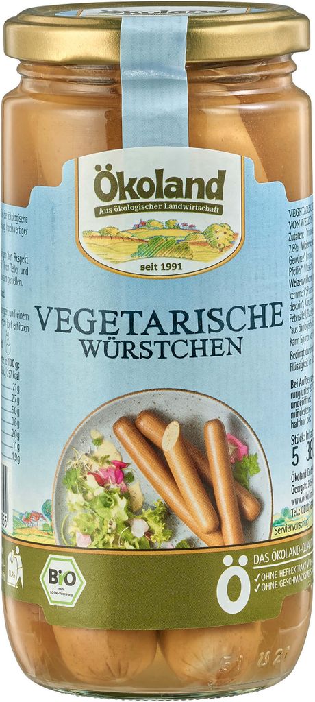 ÖKOLAND Vegetarische Würstchen mit Weizen- und Eieiweiß - Produktbild 