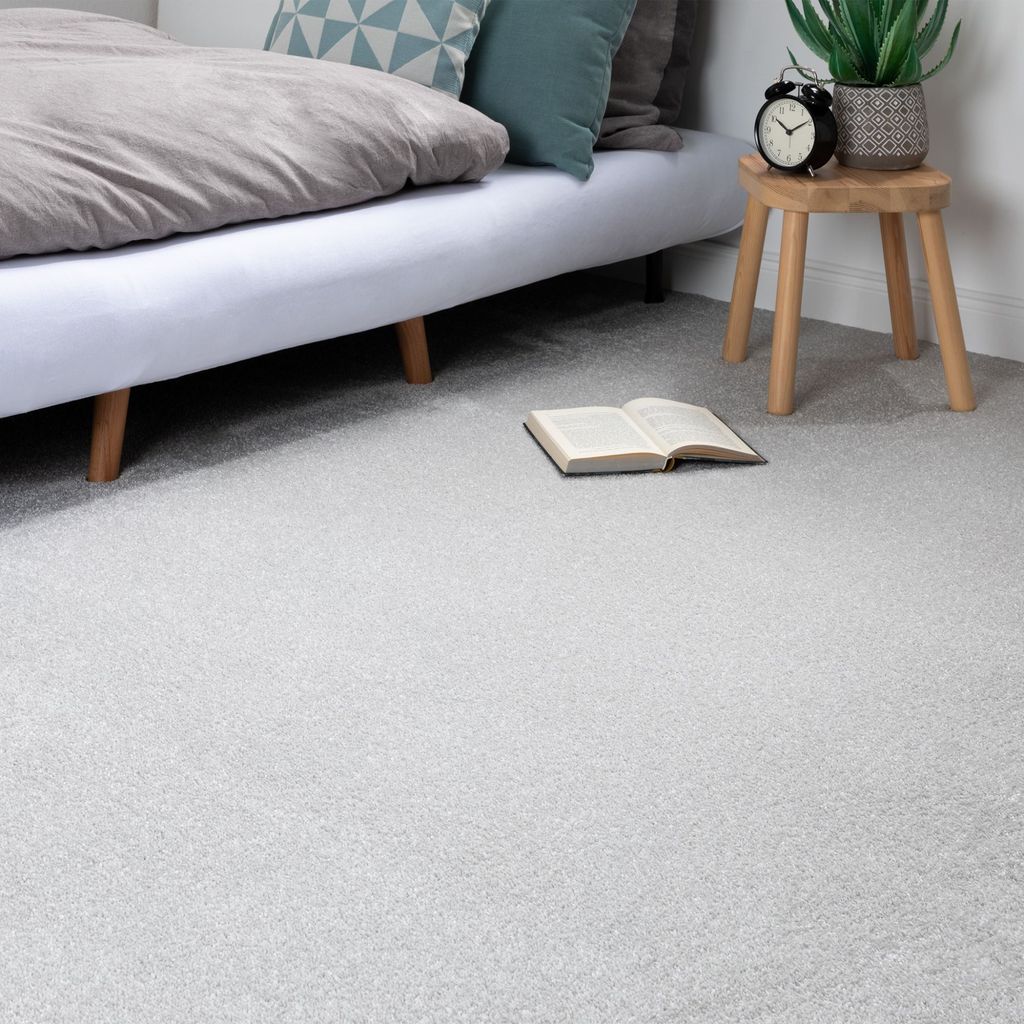 Steffensmeier Teppichboden Sardinien Meterware | Auslegware für Kinderzimmer Wohnzimmer Schlafzimmer | Silber, Größe: 400x400 cm