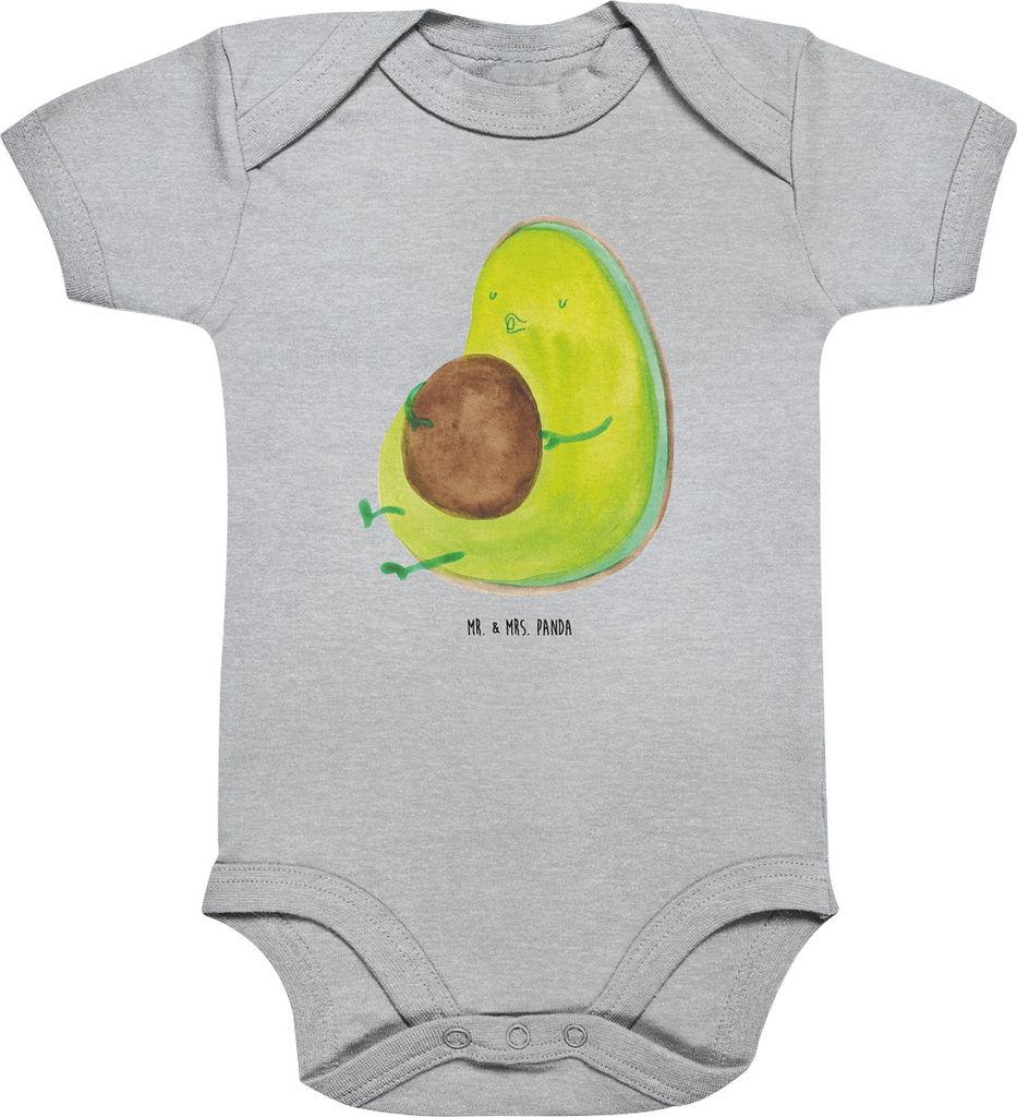 Mr. & Mrs. Panda Strampler Avocado Pfeifen 3. - 6. Monat - Heather Grey - Geschenk, Schwanger, overall baby, babykleidung body, strampelanzug, Abne...