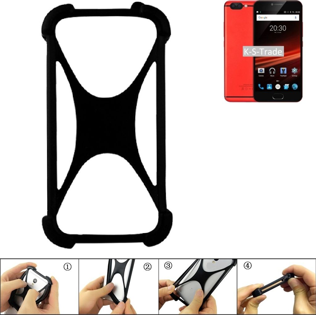 K-S-Trade Handy-Hülle Schutz-Hülle kompatibel mit UMIDIGI Z1 Pro Silikon Bumper TPU Softcase Smartphone Stoßschutz, schwarz