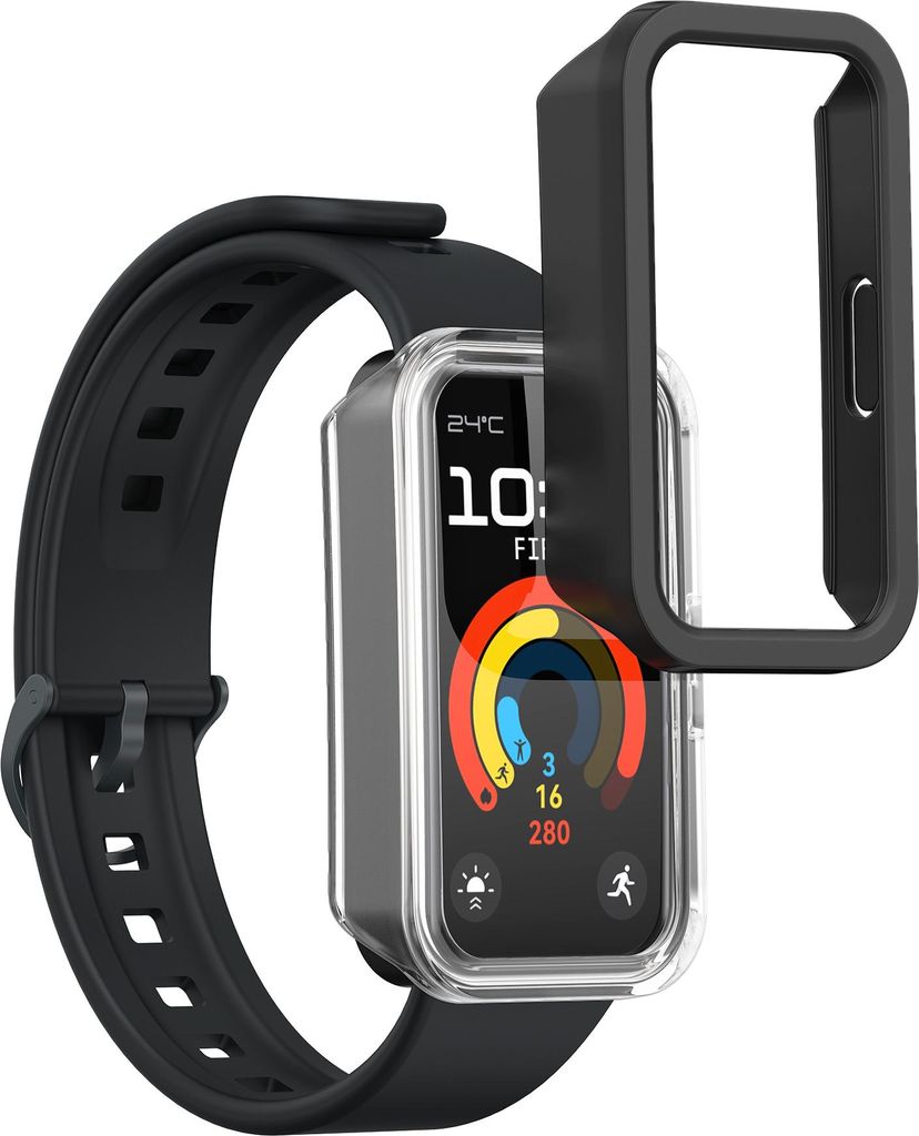 kwmobile 2x Hülle kompatibel mit Huawei Band 10 / 9 / 8 - Fitnesstracker Case Set Schwarz Transparent - ohne Tracker