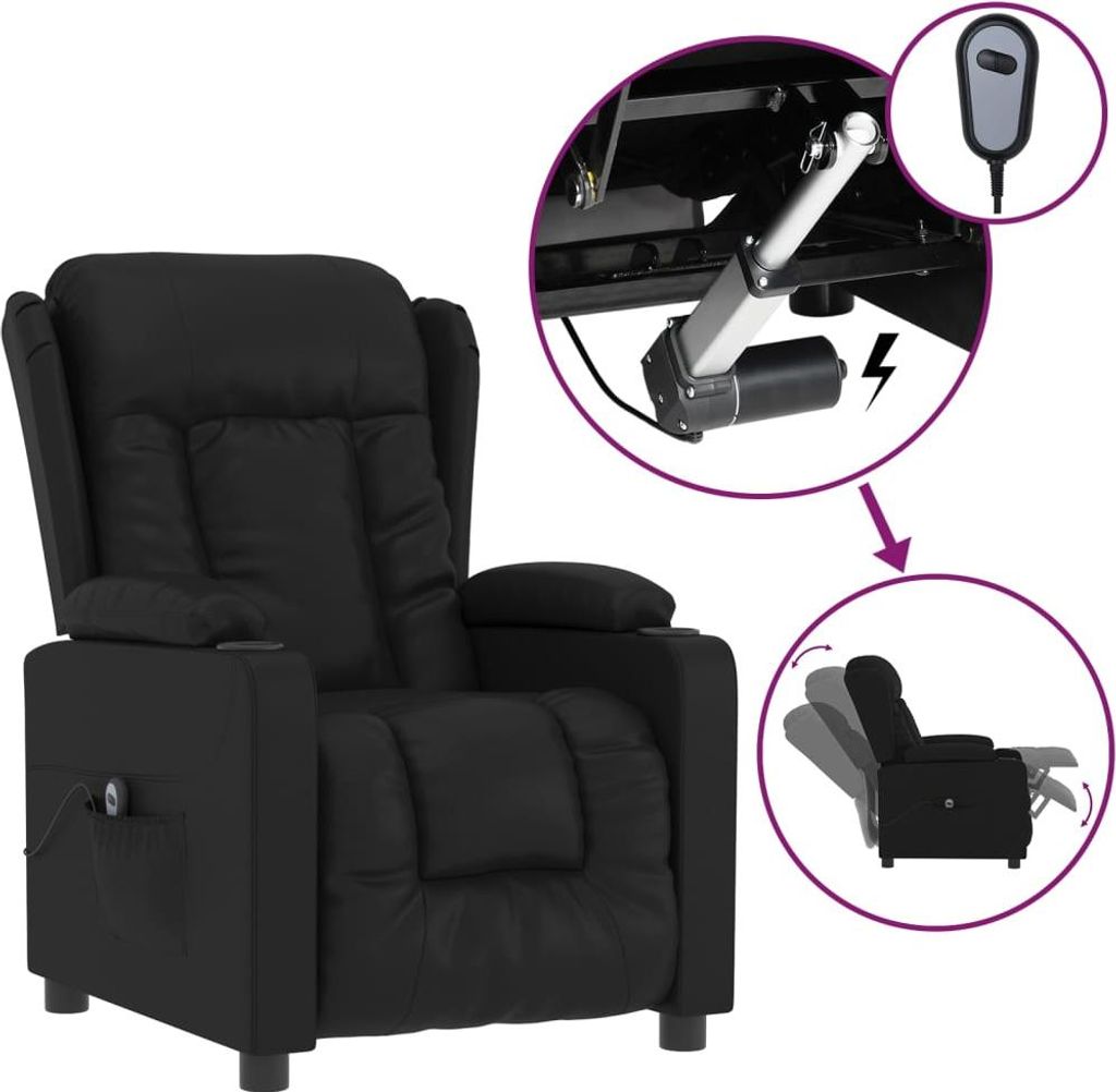 Relaxsessel Elektrisch Schwarz Kunstleder