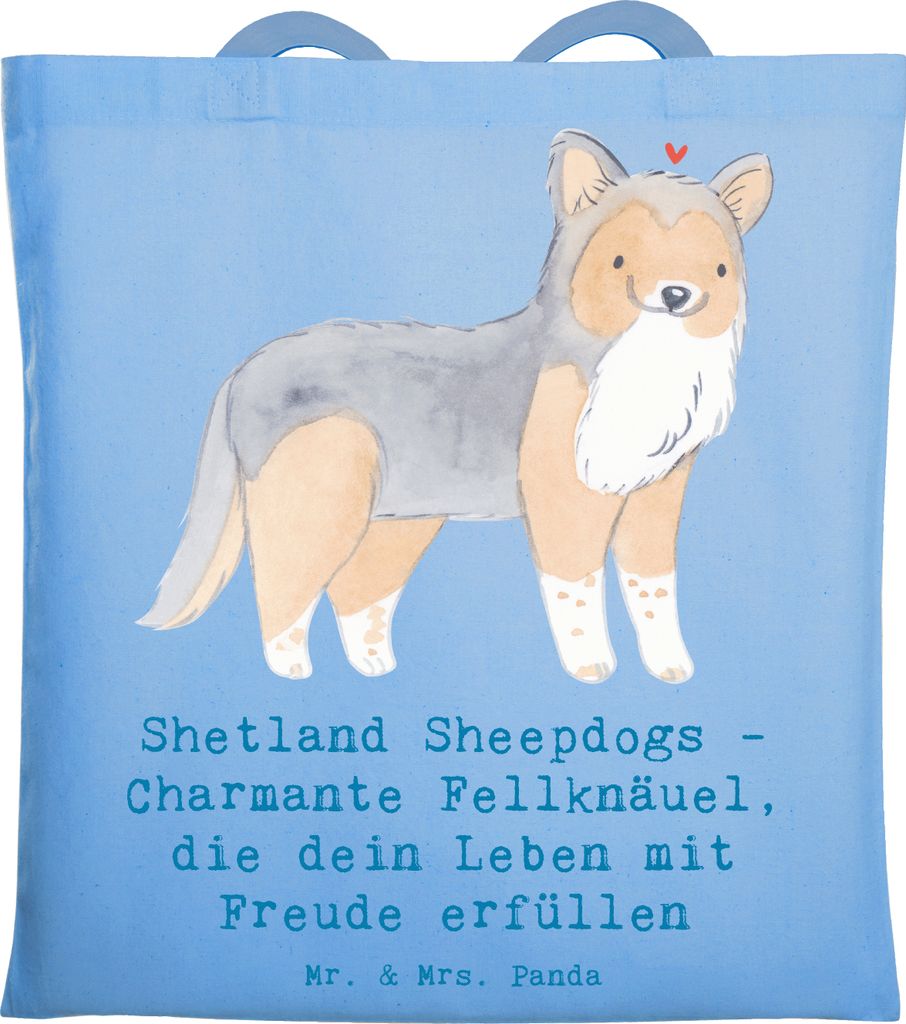 Mr. & Mrs. Panda Tote Bag Shetland Sheepdog Glücksbringer - Sky Blue - Geschenk, lebhafte Persönlichkeit, Hunderassen Charakter, Herz erobern, Pf...