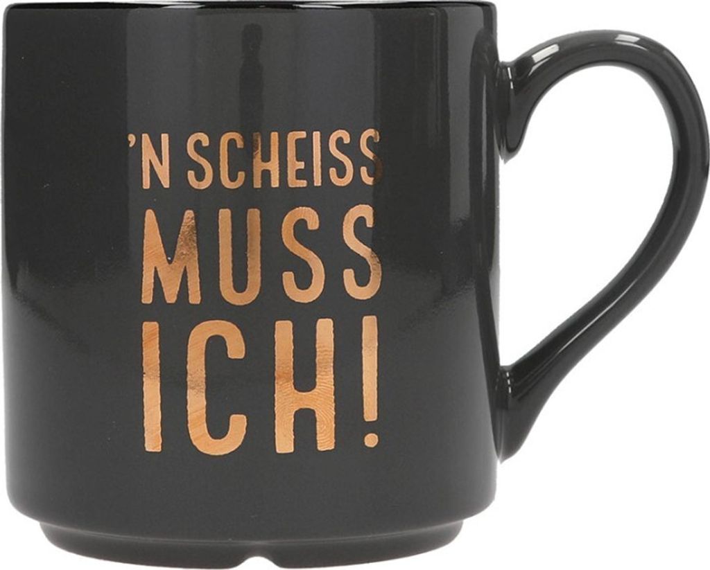 Depesche Porzellanbecher mit lustigem Spruch und Goldakzent 300ml