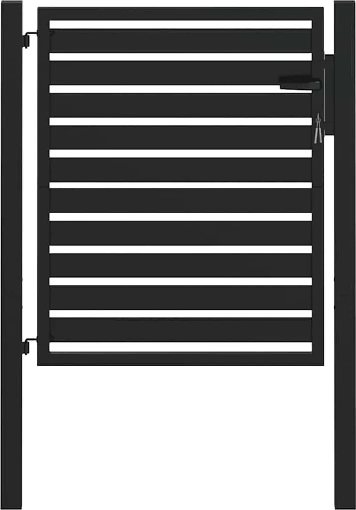 Portail aluminium noir 100x100 cm robuste avec serrure de sécurité jardin
