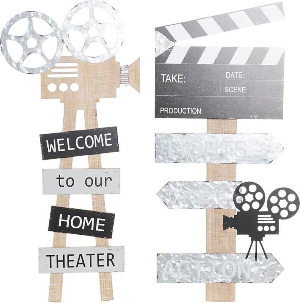 Wanddekoration DKD Home Decor 32 x 2 x 70 cm Schwarz Grau Vintage (2 Stück)