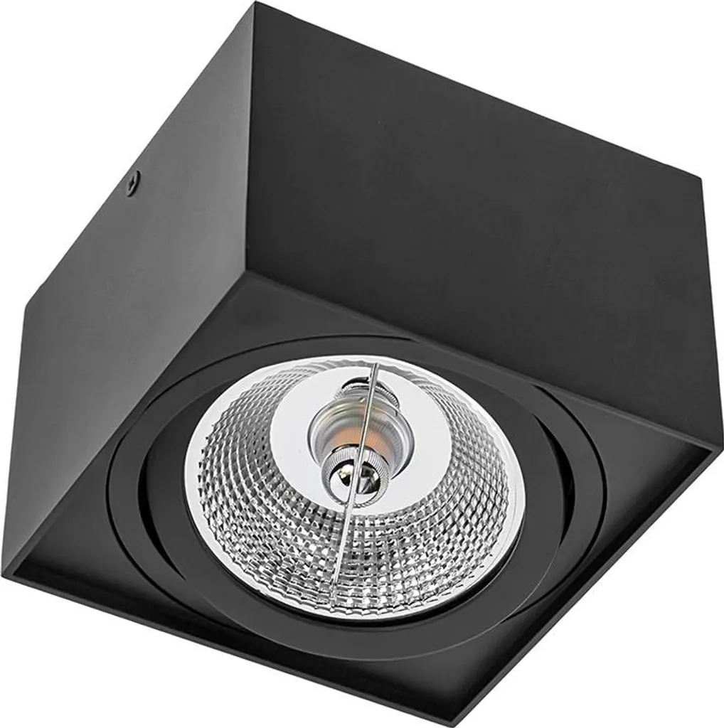 Spot de plafond cubique Fat Cube noir en saillie pour salon et cuisine