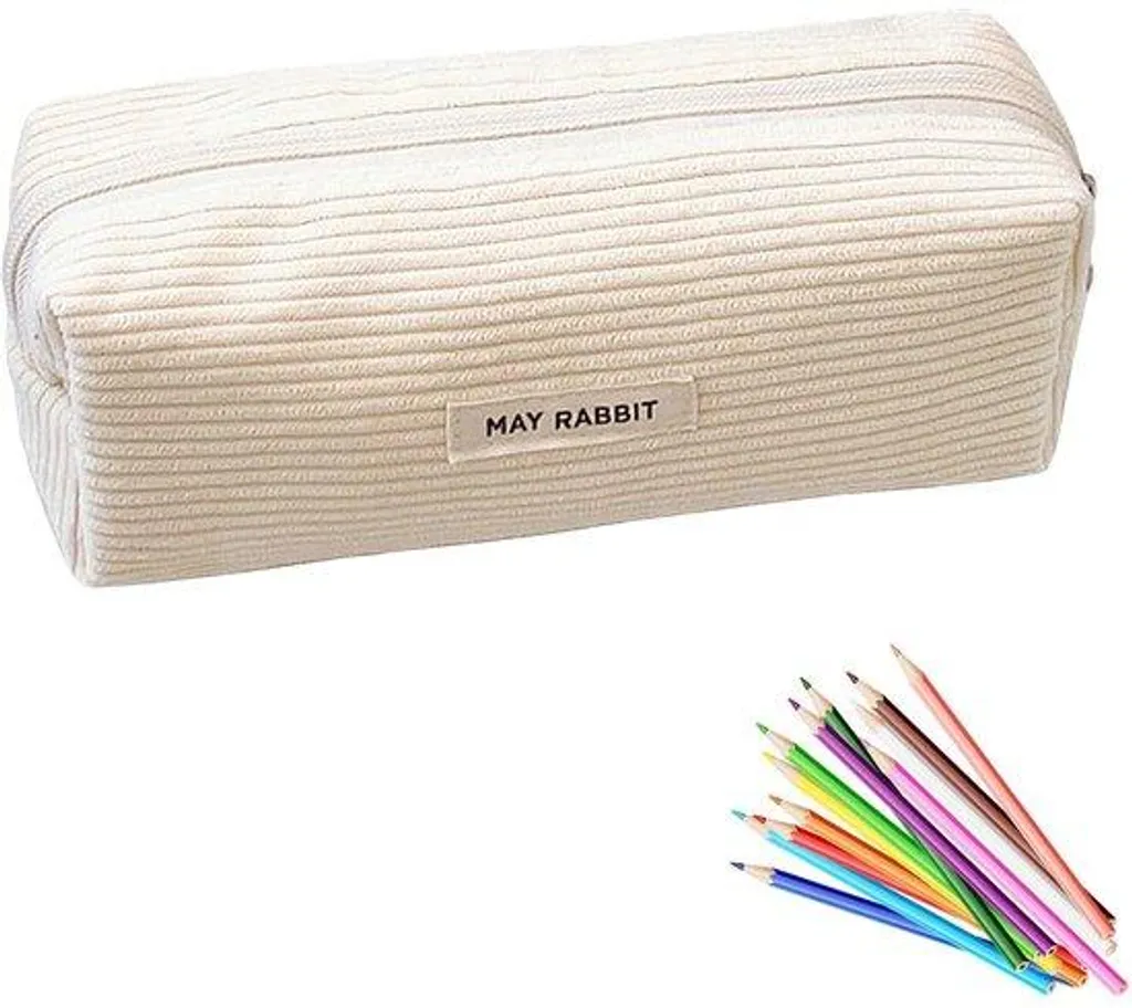 Cartable élégant en velours côtelé - Sac à dos blanc grande capacité