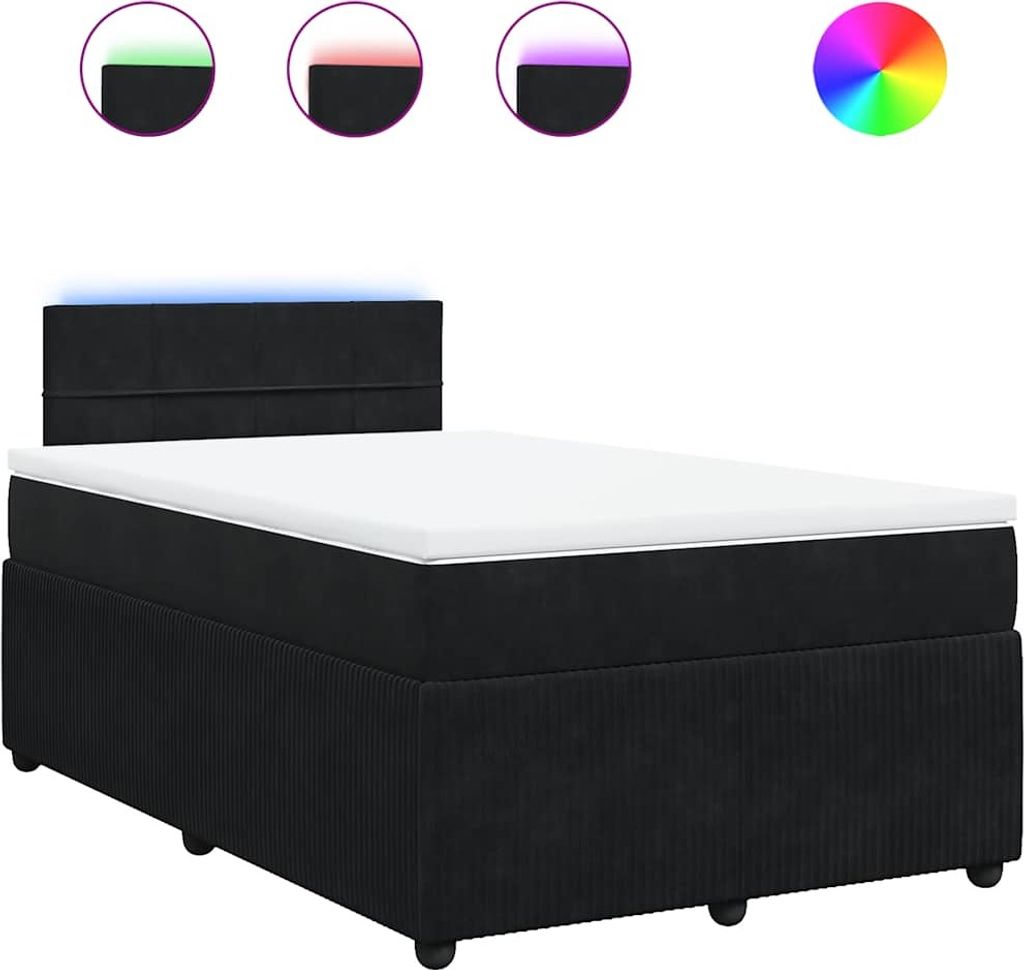 vidaXL Boxspringbett mit Matratze Schwarz 120x190 cm Samt